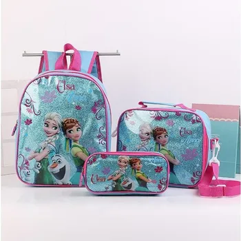 

3 Pcs/Set Kids Girls Cartoon Elsa Princess Schoolbags Cute Kids sofia Backpacks Children School bags