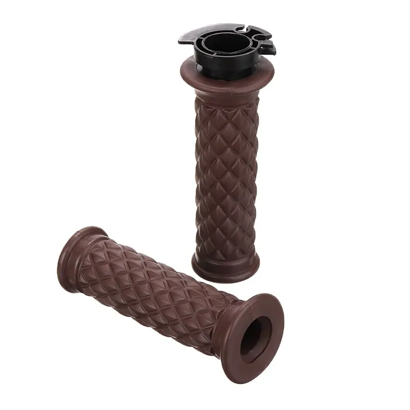Mayitr 1pc 7/8" Universal Brown Motorcycle Handlebar Durable Silicone Motor Hand Grips for Cafe Racer Bobber Clubman Custom