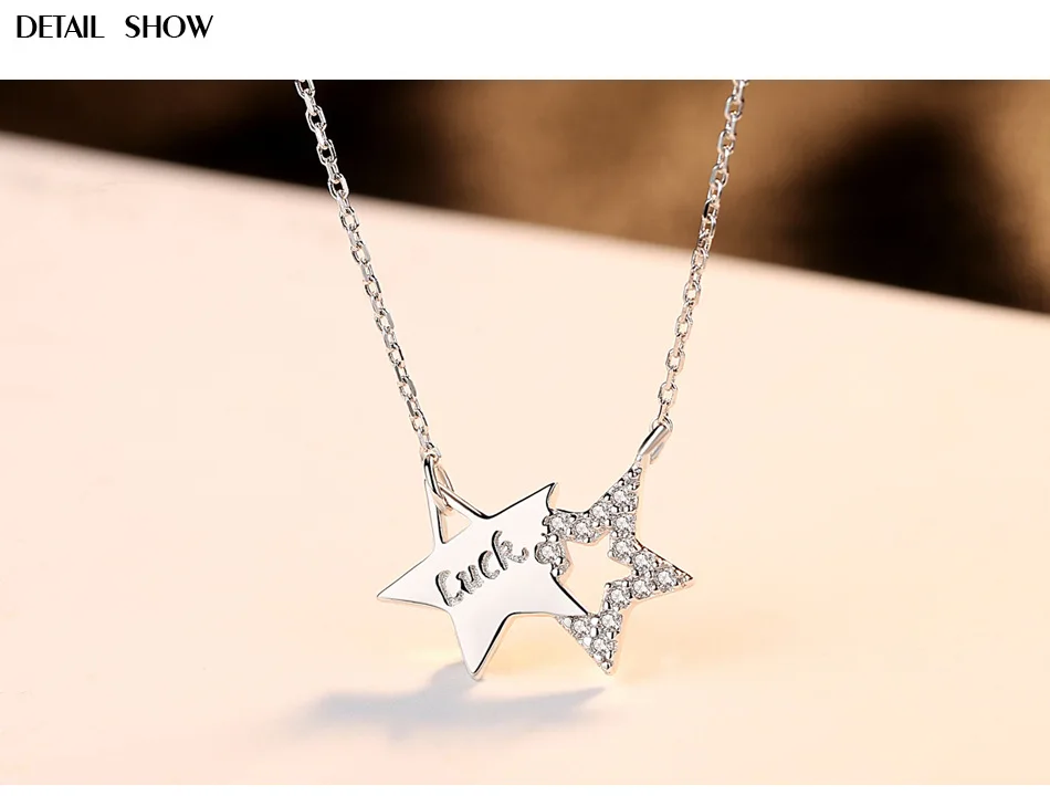 

S925 sterling silver five-pointed star pendant sweet simple accessories clavicle necklace LS305