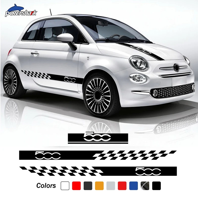 

3 Pcs Racing Sport Door Side Stripes Skirt Sticker Car Hood Decal For Fiat 500 595 Abarth 500e 500c 2015 2021 Accessories