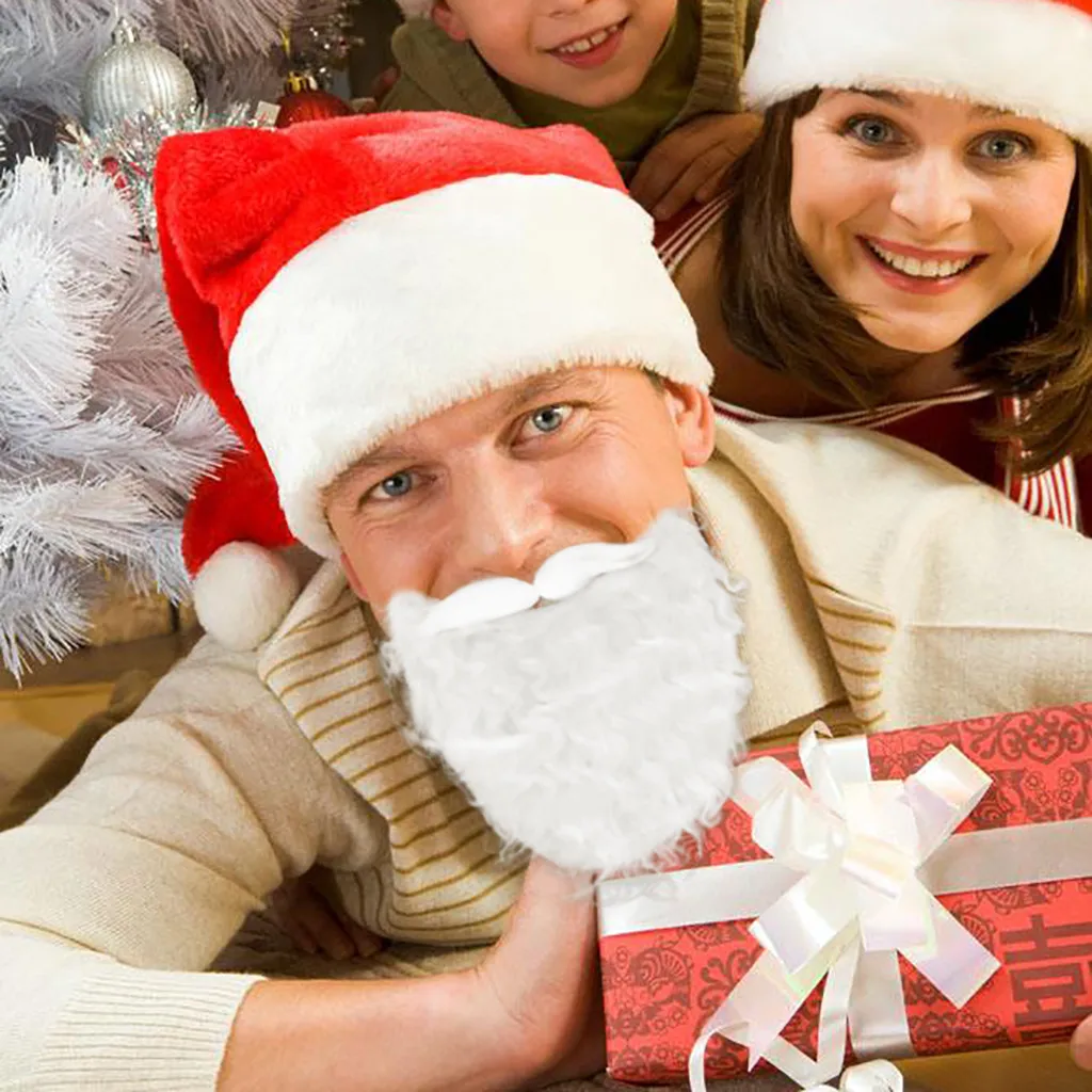 Us 144 3pc Christmas Gift Actor Cosplay Santa Claus White Beard Mask Rubber Band Fixed Flannel Fake Beard Christmas Dress Cosplay 2 On Aliexpress