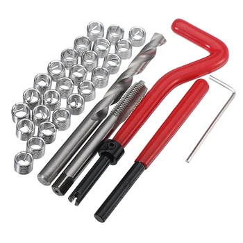 

GYTB 30Pcs Car Engine Block Restoring Damaged Thread Repair Tool Kit Auto Helical Coil Insert Garage Tools M8 Thread Repair To