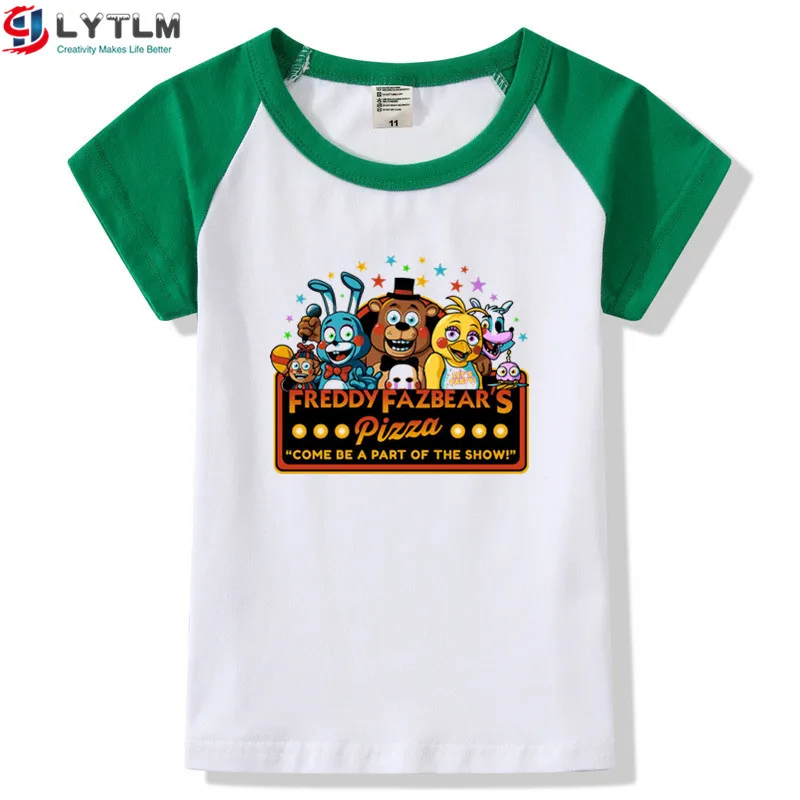 LYTLM/Топы И Футболки Для девочек, футболка с принтом «пять ночей с Фредди», одежда FNAF, летний топ в Корейском стиле, 14 лет, футболка XXX, Enfant Garcon - Цвет: DX Raglan Green