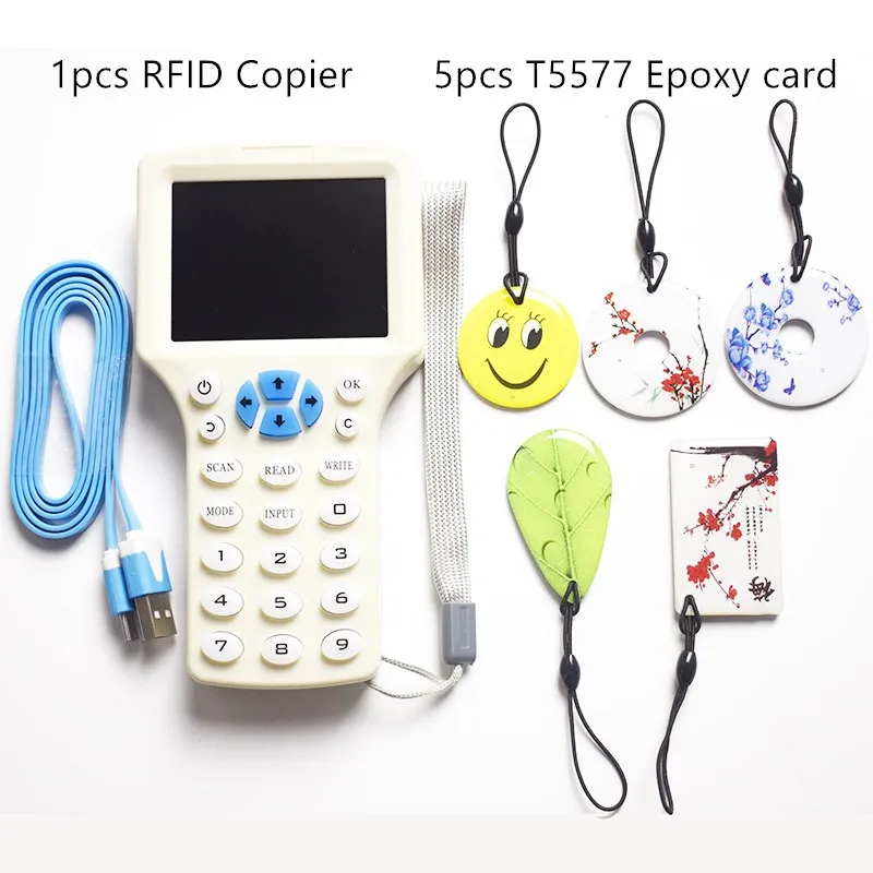10 Частот RFID считыватель писатель копиры Дубликатор IC/ID с USB кабелем для 125 кГц 13 56