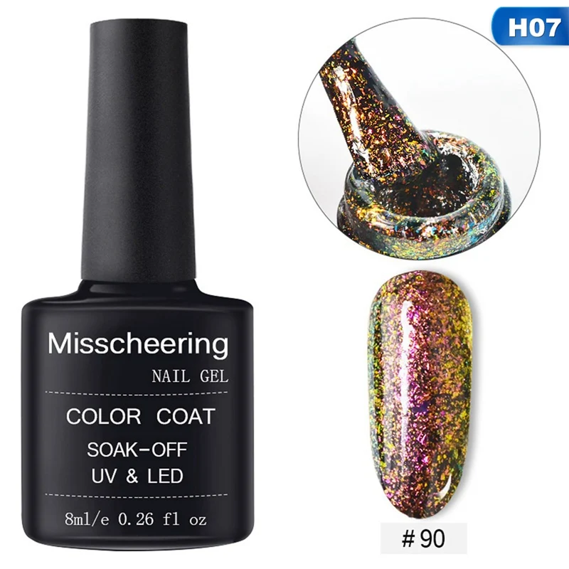 07 Chameleon Nail Polish 6ml Starry Sky Glitter Nail Art Varnish Black Base Color Needed - Цвет: 07