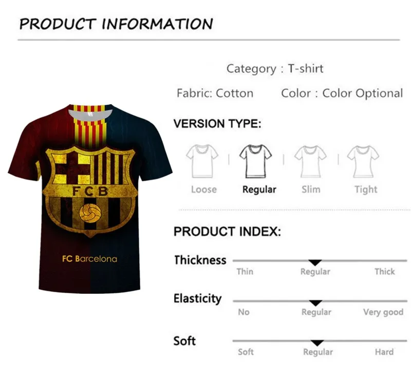 Футболка чемпиона футбольного клуба "Барселона", 3D футболка, мужские футболки, 3D футболка с круглым вырезом и принтом, Повседневная футболка, одежда с принтом, топы