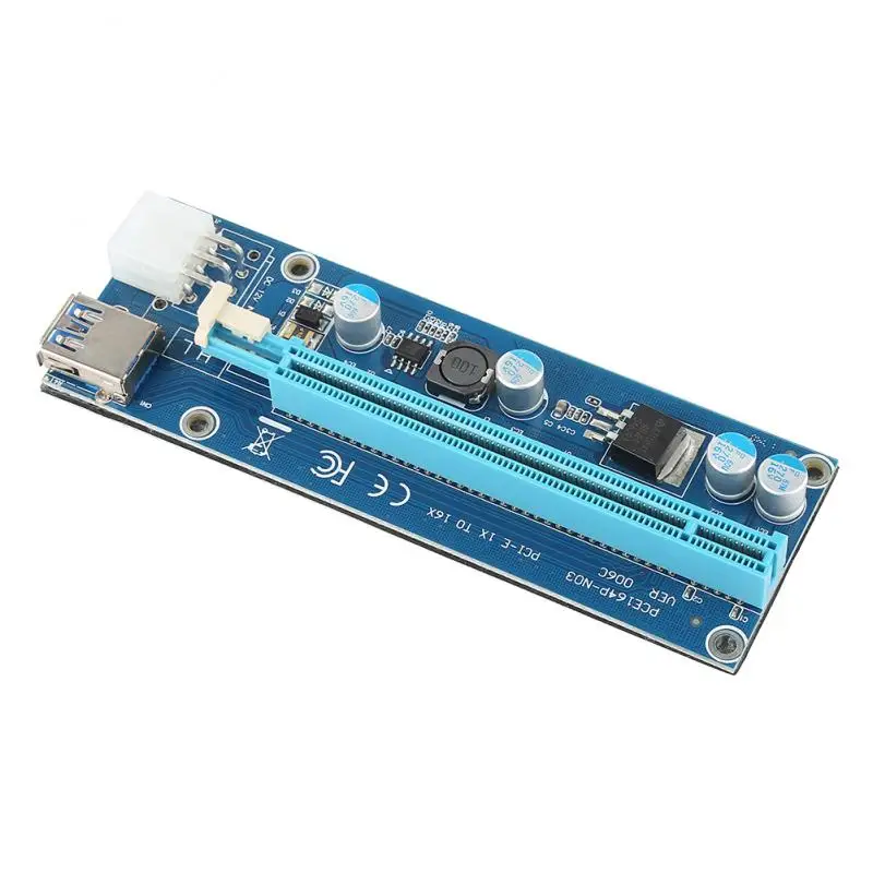 1 шт. USB 3,0 PCI-E Express 1X to 16X удлинитель Riser адаптер карта SATA 6 Pin Кабель питания горная машина Расширенный адаптер