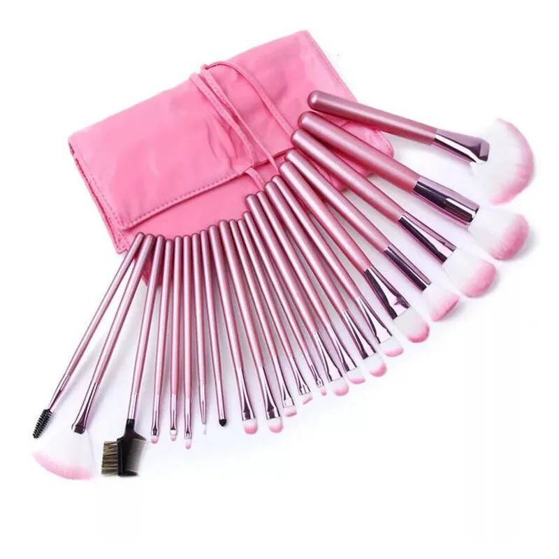 Профессиональные кисти для макияжа, набор для макияжа глаз, лица, косметические инструменты, кисти в комплекте, мягкая переносная Кисть для макияжа, Розовая полиуретановая сумка - Handle Color: Розовый