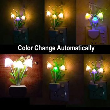 

Novelty Mushroom Fungus Night Light Plug Light Sensor Colorful Mushroom Lamp LED Night Lights Wall Lamp Home Decoration#w