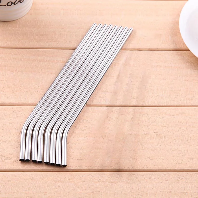 

100/Batch Metal Straws Can Be Reused 304 Stainless Steel Drinking Water Pipes 215 Mm x 6 Mm Curved Straws 100Pcs