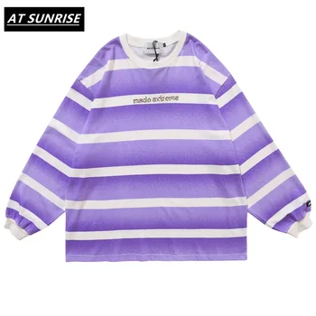 

stripe T Shirts Streetwear Oversize Hip Hop Harajuku Tees Shirts Casual Three-dimensional embroidered letters Long Sleeve Shirts