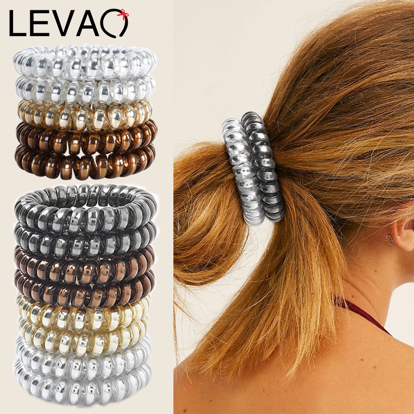 Levao Candy Color Telephone Cord Elastic Hair Bands Spiral Hair