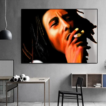 

Portrait Wall Art Canvas Painting Famous Bob Marley Smoking Posters and Prints Wall Pictures for Living Room Cuadros Home Decor
