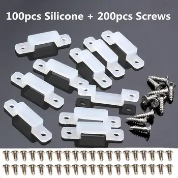 

LED Light Strip Fixing Silicon Clip 100PCS with 200PCS Screws- 3528 5050 RGB Single Color Led Light Strips Outdoor Waterproof