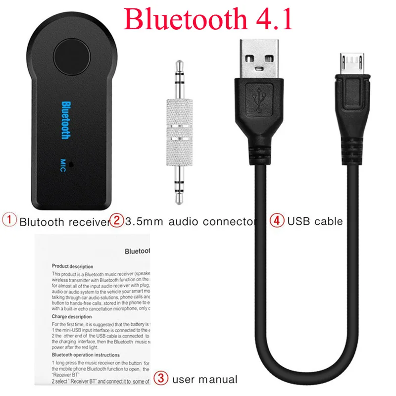 Bluetooth 5,0 приемник автомобильный комплект стерео музыка 3,5 мм AUX Jack Hifi аудио беспроводной громкой связи адаптер для наушников динамик с микрофоном - Цвет: Black 2