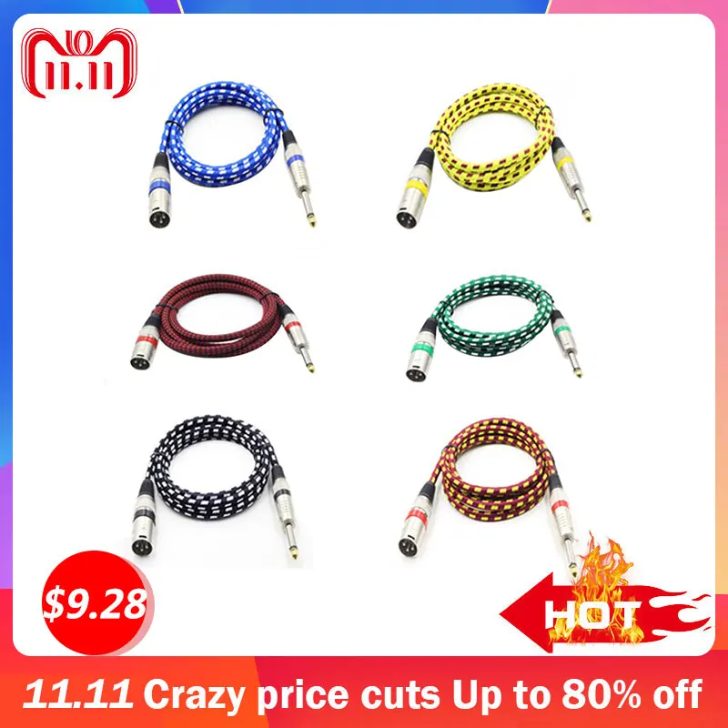6.35mm to Canon 3Pin Male Female Microphone Amplifier Audio Mixer Colorful Extension Cable Cord DMX512 Sign 3M | Электроника