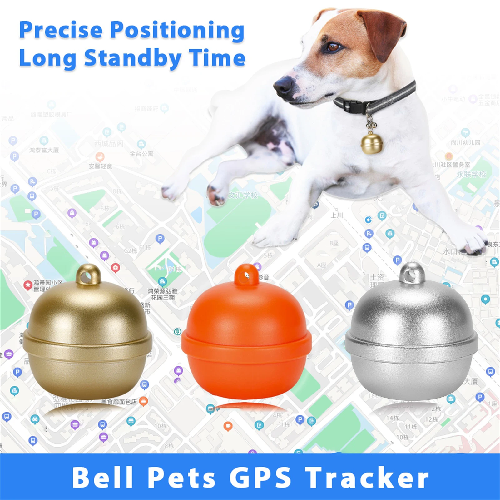 Localizador GPS inteligente para perros y mascotas, rastreador electrónico impermeable, billetera para niños, localizador de llaves, dispositivo de Antipérdida