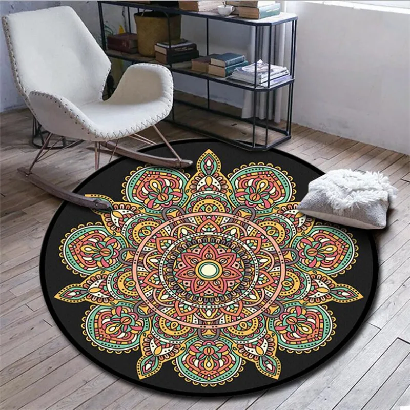 

Bohemian Psychedelic Carpet Square Anti-Skid Area Floor Mat 3D Rug Non-slip Mat Dining Room Living Room Soft Bedroom Carpet 08