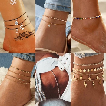 

IF YOU Bohemian Beads Anklets for Women Boho Colorful Stone Crystal Shell Anklet 2020 Ankle Bracelet on Leg Anklet Jewellery