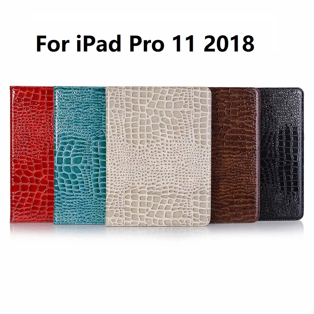 

New Luxury Crocodile Flip Coque for iPad Pro 11 Case A1934 A1980 PU Leather Card Slot Stand Funda for iPad Pro 11 Tablet Cover