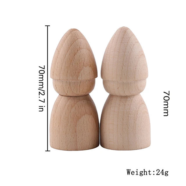 70mm Beech Wooden Peg Dolls Baby Toys Unpainted Figures Hard Wood Dolls Kid's Printed DIY Crafts Blank Handmade Dolls Toys Gift 3