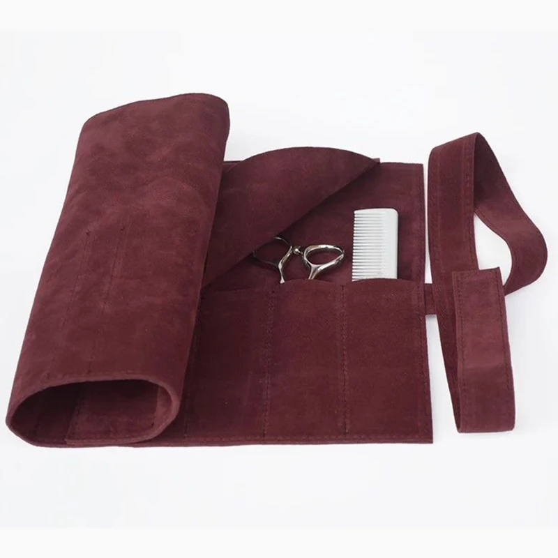 Roll Up Scissors Pouch Professional Barber Salon PU Holster-Holder For Haircutting Scissors Shear Hairdressing Holder Case Bag storage bag tool holder hairdressing tool belt