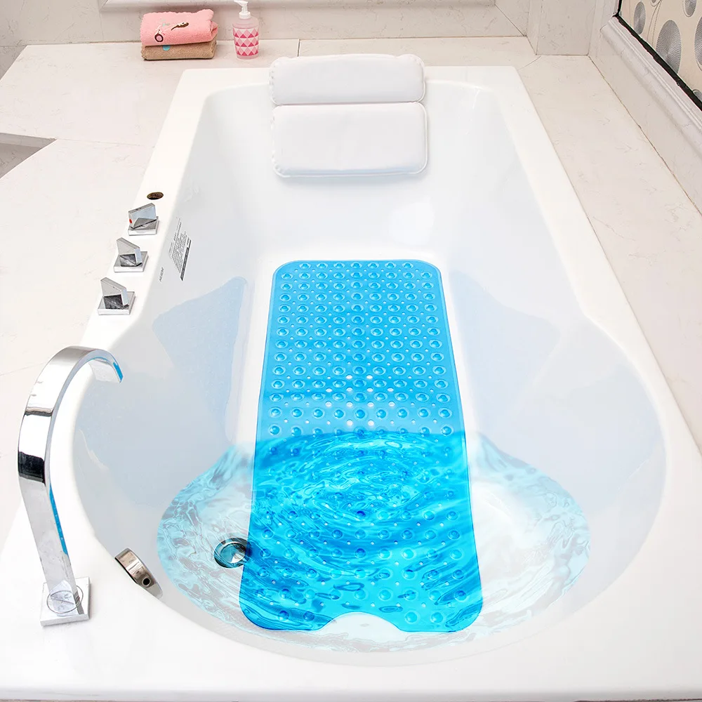 

DINWIELL Bathtub Mats Non-Slip Mildew Resistant Anti-Bacterial Extra Long Pebbled Shower Mat Carpet Bathroom Accessories