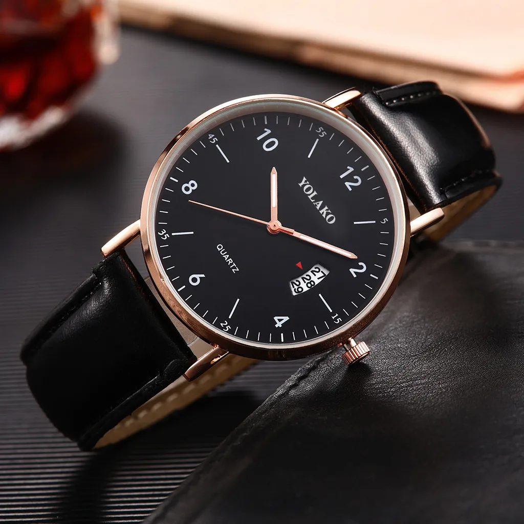 Reloj hombre, мужские часы, модные, бизнес стиль, Простой циферблат, ремешок, календарь, мужские кварцевые часы, мужские часы, erkek kol saati