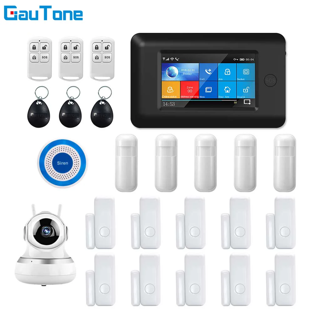 

DHL Free Shipping APP Remote Control WIFI+GSM Wireless Home Security Alarm System With 1080P HD Network/IP Camera&Wireless Siren