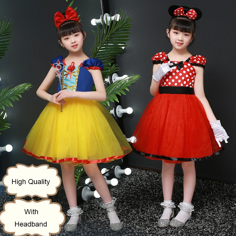 Платье в белый горошек с пышными рукавами для девочек 3, 4, 5, 6, 87, 8, 9, 10, 12 лет на день рождения, Детские вечерние платья принцессы с рисунком для детей