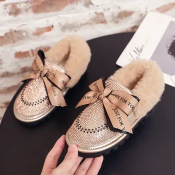 

2020 Autumn Winter New Girls Boots Bow Girl Cotton Shoes Children Snow Boots Fashion Toddler Kids Short Warm Boots E99