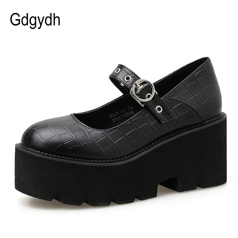 Gdgydh/ г., новые весенние туфли мэри джейн на платформе женские черные водонепроницаемые туфли-лодочки с круглым носком на массивном каблуке Повседневная Рабочая обувь