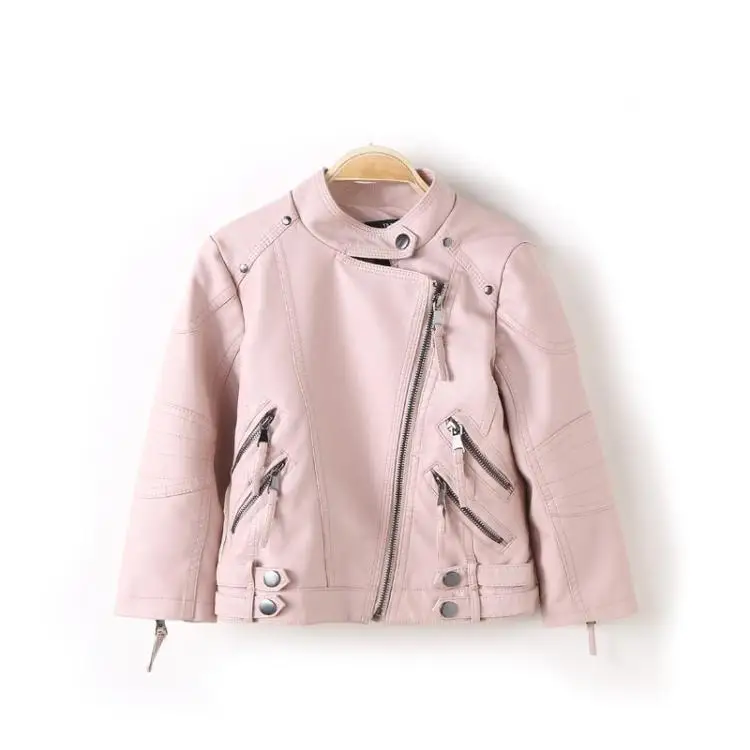 

Single 2019 Spring And Autumn New Style Leather Coat Europe And America Girls Parent And Child Non-Oblique Zipper Leather Jacket