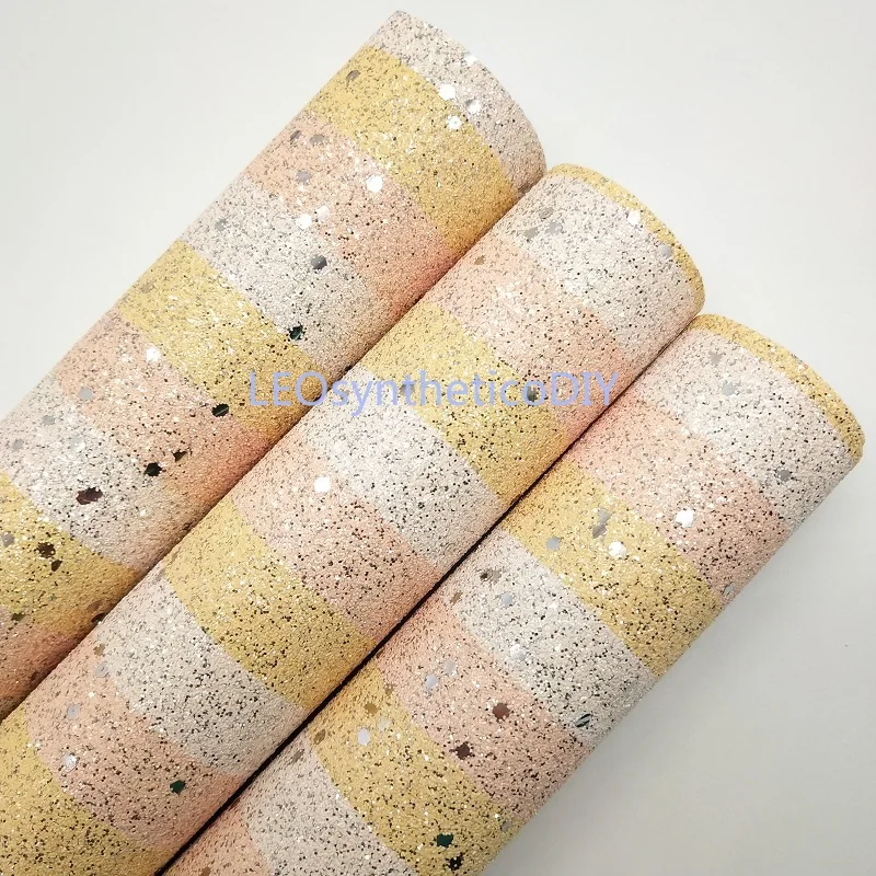 

1PC 21X29CM Glitter Fabirc, Chunky Glitter Leather, Stripes Glitter Leather Sheets For Making Bows LEOsyntheticoDIY T256B