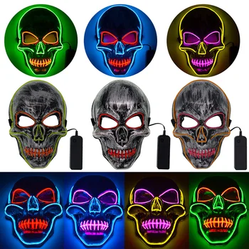 

Glowing Creepy Mask EL wire LED Skull Mask Halloween Light Up Masks Party Cosplay D30