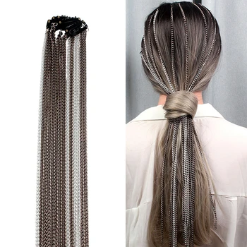 

Trend Personality Hair Chain Fashion Hair Jewelry Accessories Geometric Aluminum Simple Long Tassel Chains for Women Headwear
