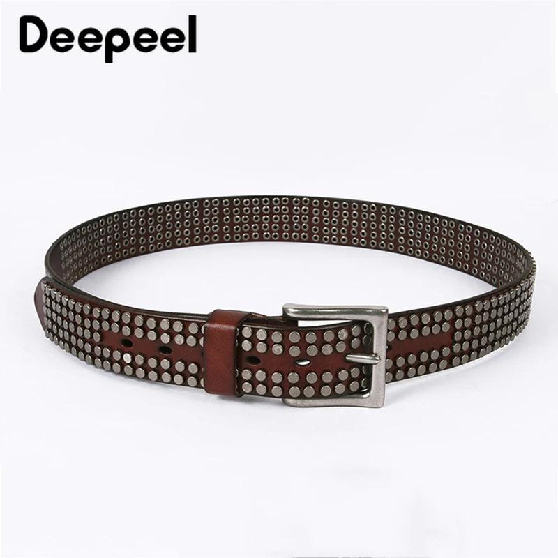 Deepeel 1 шт. 3,8 см* 105-125 см модные панковские дизайнерские ремни первый слой из воловьей кожи с заклепками декоративный ремень для булавка унисекс пряжки YB369