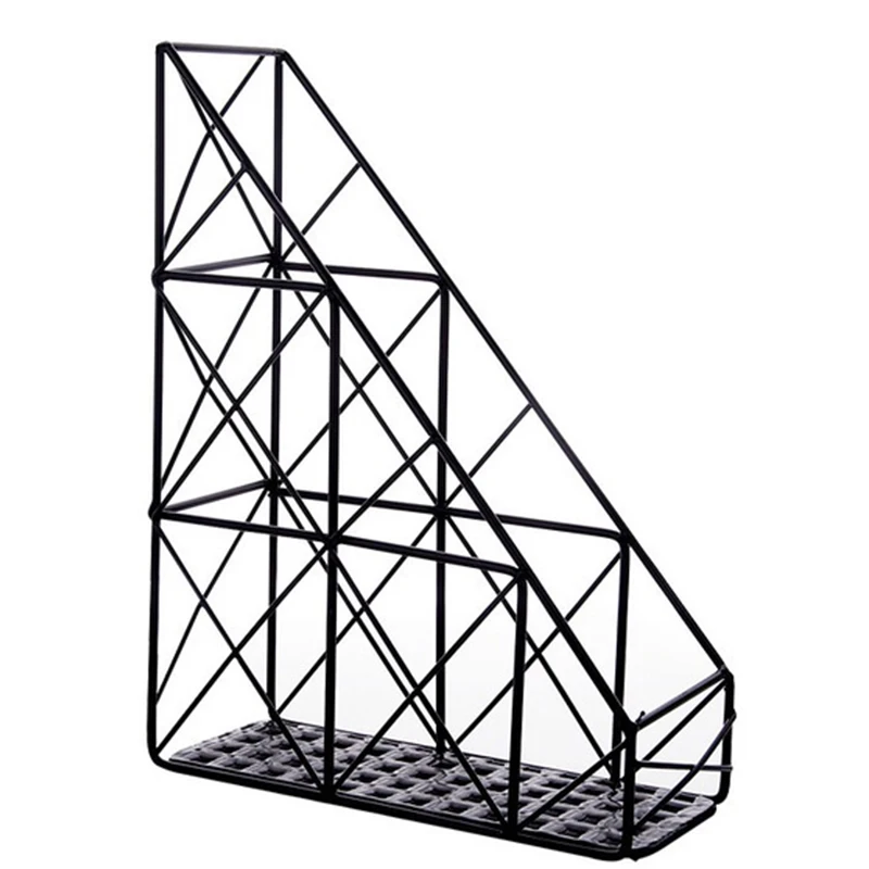 

Simple Iron File Storage Rack Office Supplies Display Rack Desktop Grid Book Magazine Storage Box Shelf Block Anti-Skid Frame