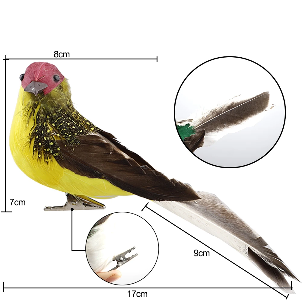 Новые 8 шт Искусственные Пены Воробей Красочные Птицы Имитационные птицы с пером своими руками Свадебные украшения елочные украшения