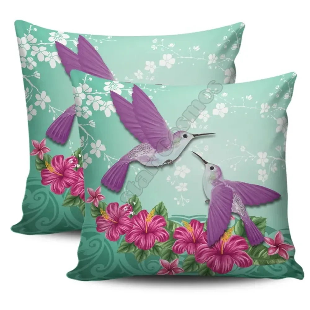 

Hawail Humming Bird Hibiscus Pillow Covers Pillowcases Throw Pillow Cover Home Decoration Double-sided Printing