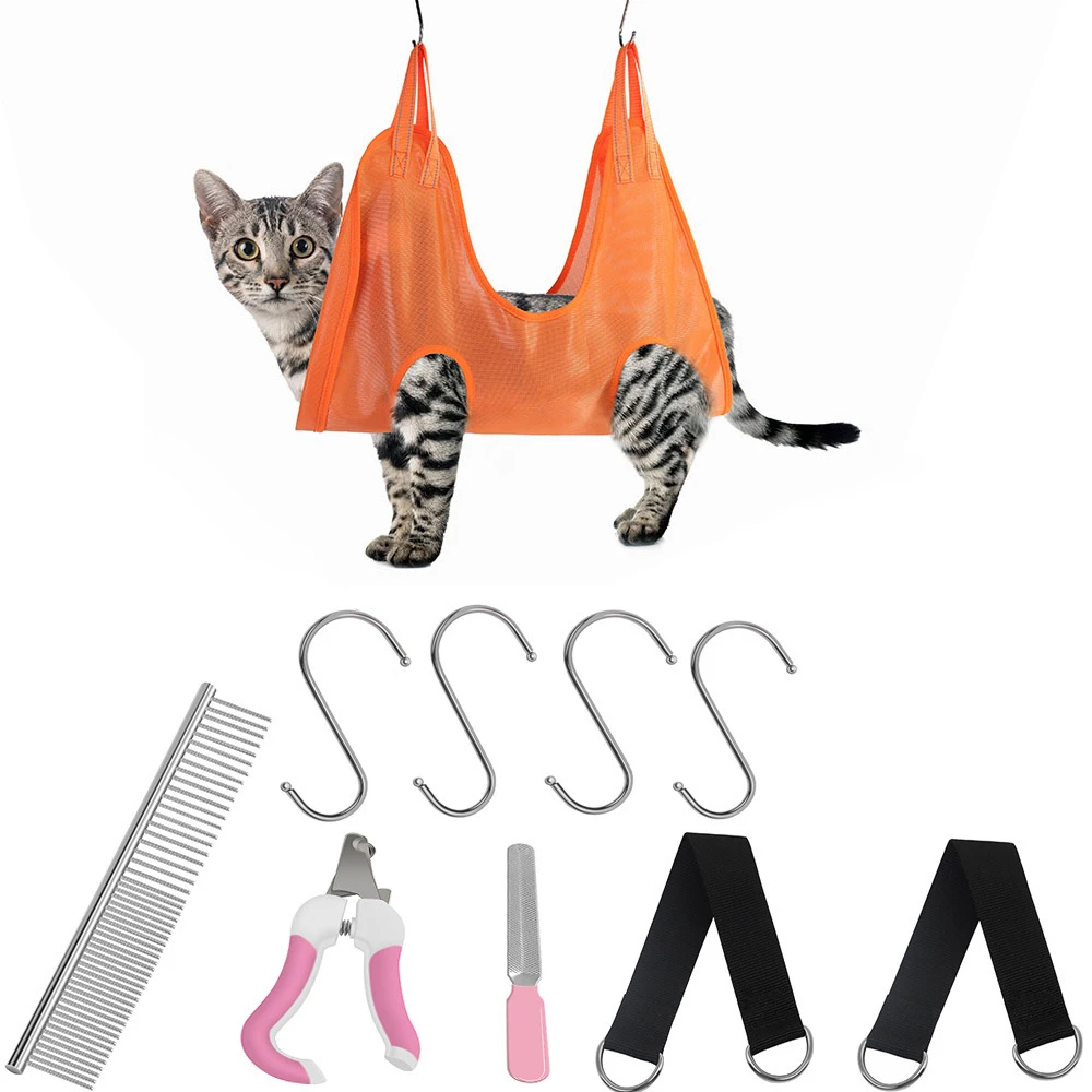 

Гамак для ухода за питомцами, уход за кошками, сумка-ограничитель, набор инструментов для ухода за питомцами, зажим для ногтей для щенков, собак, кошек, сумка для купания