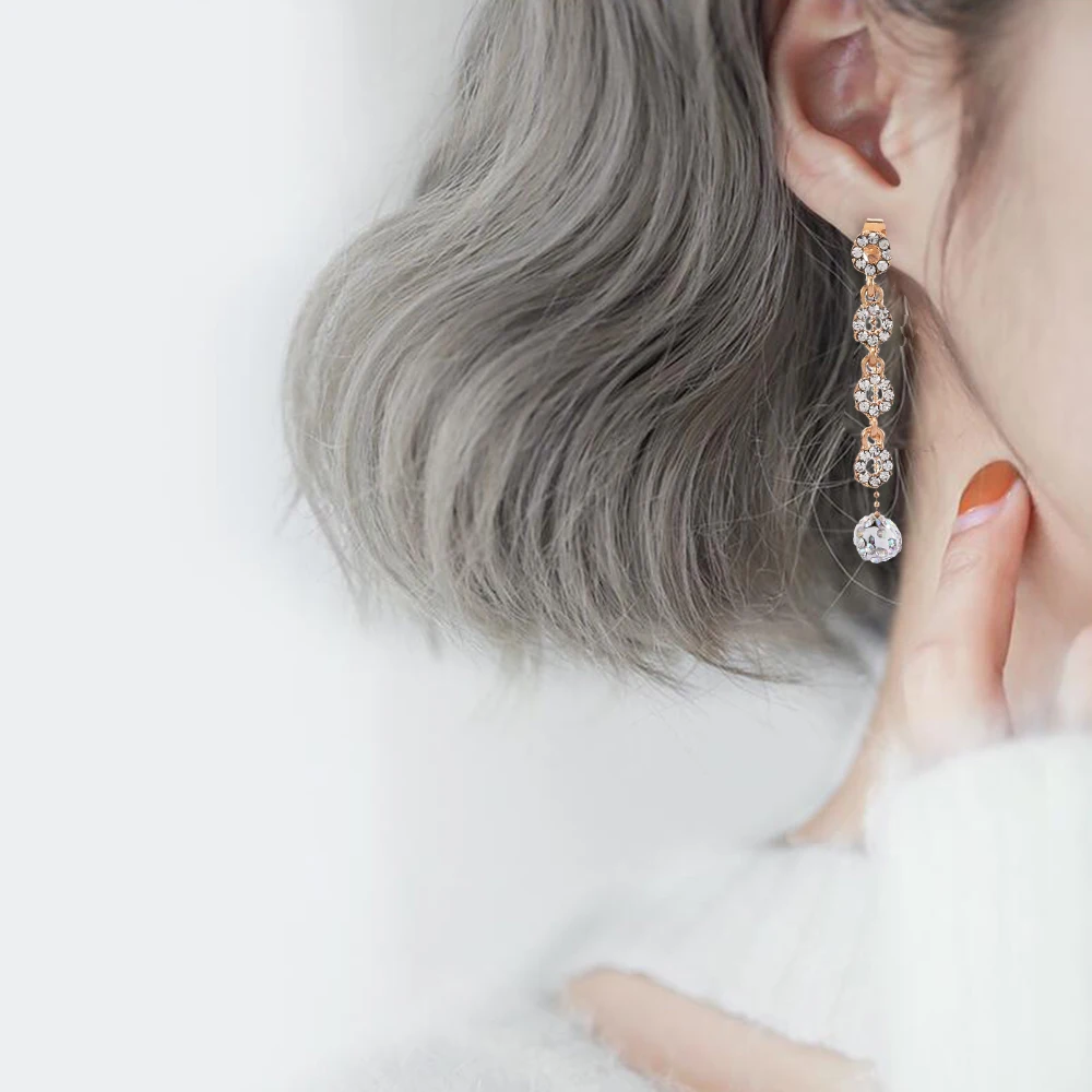 Серьги для женщин, корейские простые женские длинные висячие серьги-кольца с кристаллами и кисточками, модные ювелирные изделия, кулон, Женские аксессуары