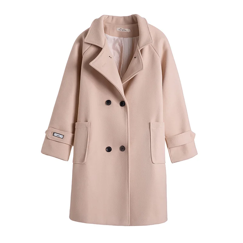 Зимнее шерстяное пальто и куртка Женская Корейская розовая Длинная Куртка теплое элегантное утолщенное шерстяное пальто из кашемира винтажное длинное пальто женская накидка - Цвет: Apricot