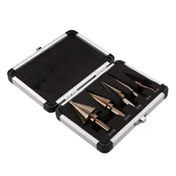 

5pcs Step Drill Bits Set Round Cobalt Multiple Hole 50 Sizes High Speed Steel Wood Metal Drill Bit Set Power Tool with Case 2019