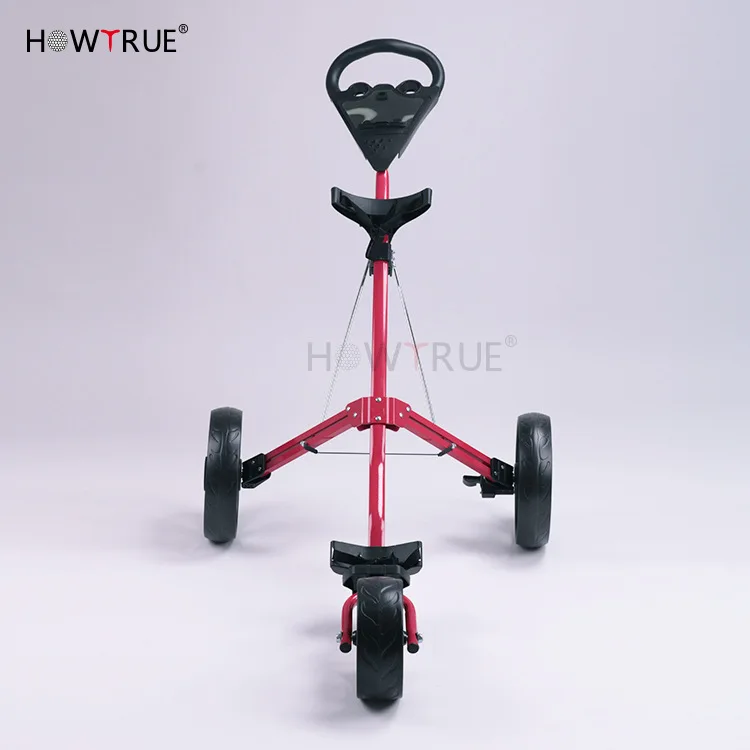 Golf Carts Courses Supplies Push Pull Golf Trolley Folding 3 Wheel, Foot Brake