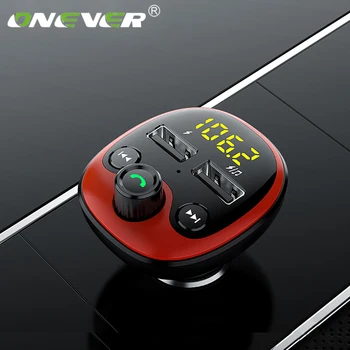 

Onever Fm transmitter smart Bluetooth 5.0 Car Mp3 Player Adapter Battery Kit with 3.1A hands-free Dual USB ports Car Charger