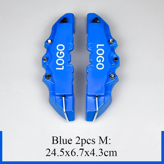 2Pcs S/M/L ABS Car 3D Disc Brake Caliper Covers Sticker For Toyota CROWN COROLLA COASTER LAND CRUISER PRADO REIZ  Accessories 2Pcs M Size Blue