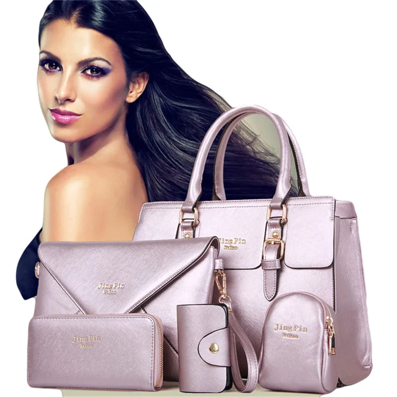 

Fashion Women 5 Piece/set Handbag Purse Set Classic Messenger Bag Imitation Leather Shoulder Bag 6 Colors Ladies PU Bag