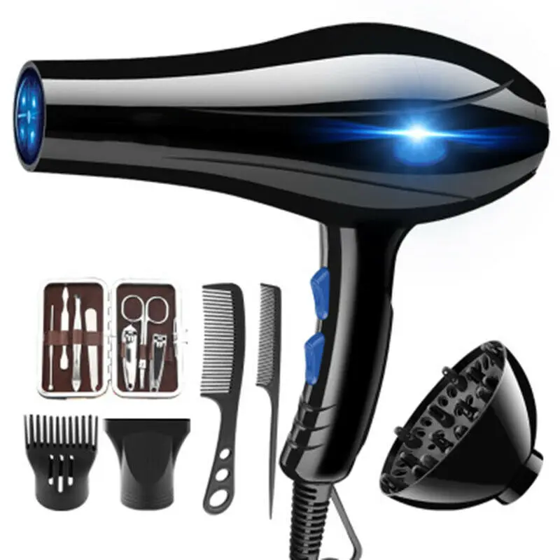 Venta Secador de pelo profesional de 220V, herramientas de estilismo de salón de barbería de gran potencia, aire frío y caliente, y el hogar para salones, enchufe de la UE dmx5MbVZ1x8