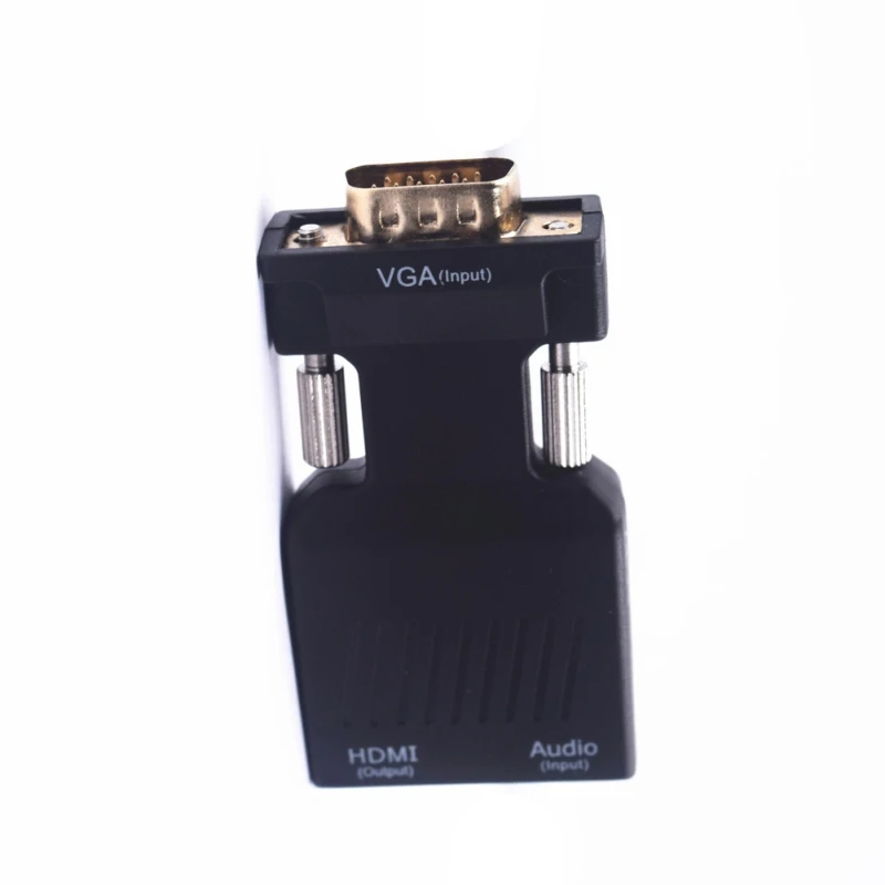 VGA to HDMI Adapter 1080 P HDMI VGA Converter micro interface Male to Female with AUX Audio Port for Laptop HDTV Projector - Цвет: Черный